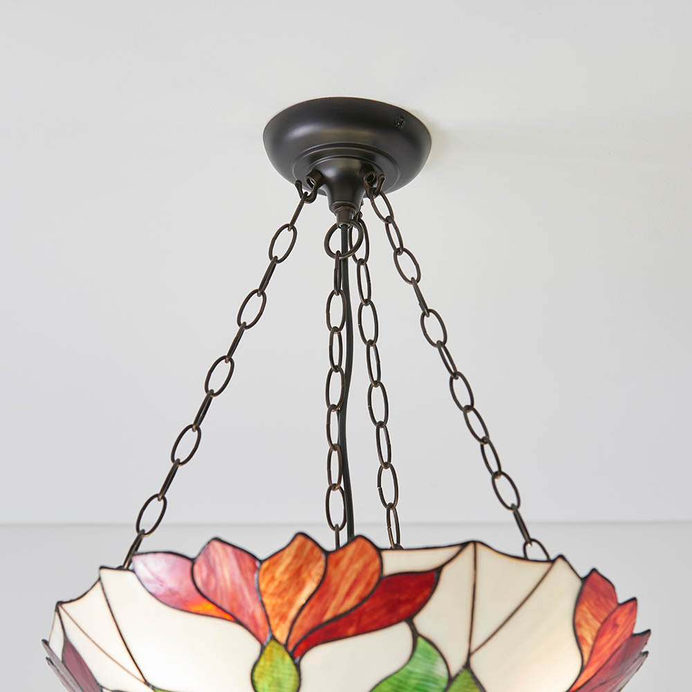 Amberhurst 3 Light Tiffany Inverted Pendant - Multicoloured
