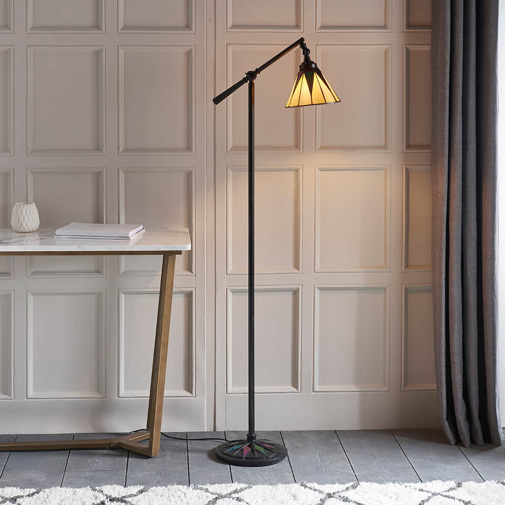 Wistcombe Star Task Tiffany Floor Lamp - Multicoloured