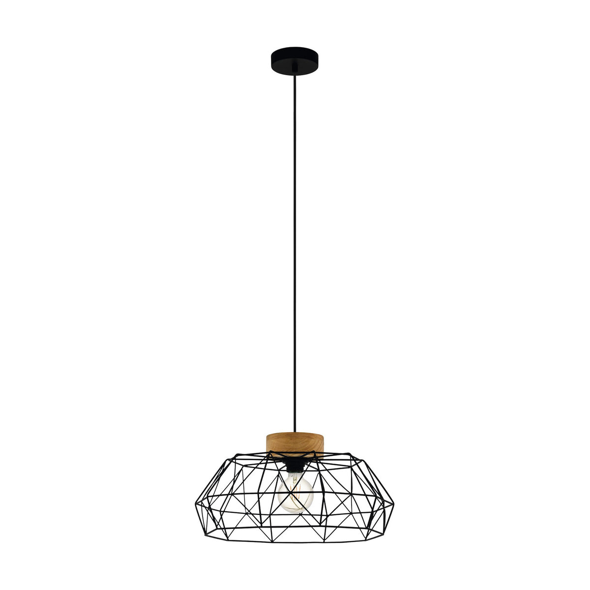 Sismanne Pendant Light - Black & Wood