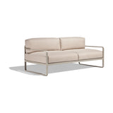 Sit Aluminium 2 Seater Garden Sofa with beige cushions, square-lined frame on sled legs, shown on a plain white background.