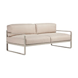 Sit Aluminium 2 Seater Garden Sofa with square aluminium frame, sled legs, flat arms, and beige seat and back cushions, shown on a plain white background.