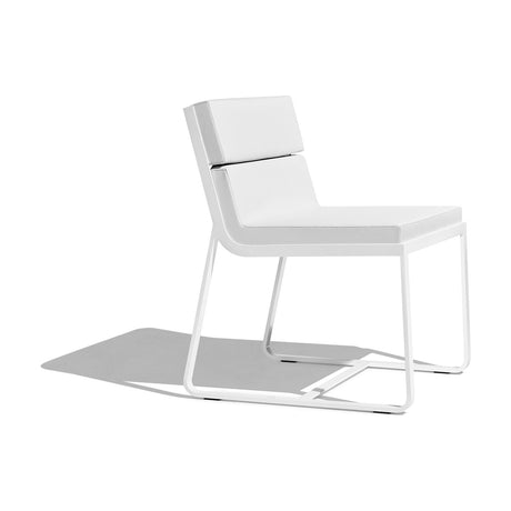 Sit Aluminium Garden Dining Chair with white sled-base frame and removable white seat and back cushions, shown on a plain white background.