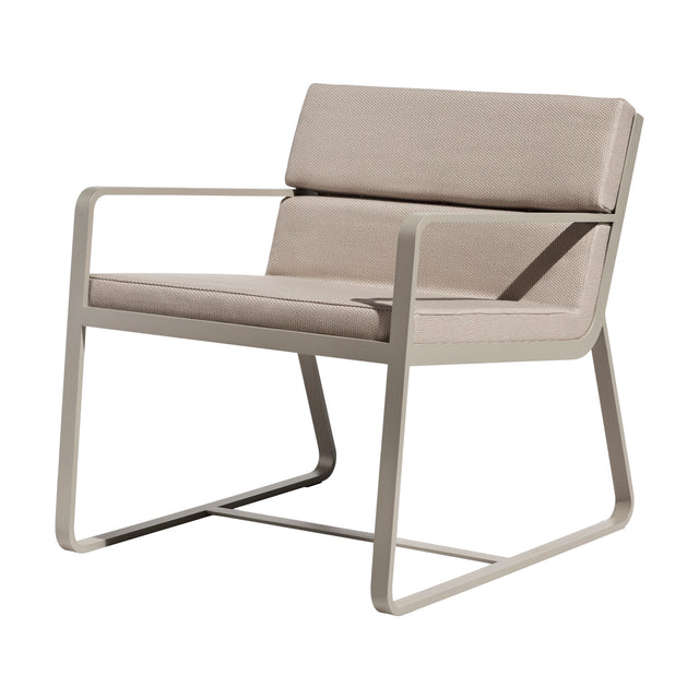 Sit Aluminium Garden Lounge Chair with sled legs, flat armrests, and beige seat and back cushions, shown on a plain white background.