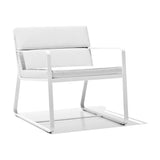 Sit Aluminium Garden Lounge Chair in white, with flat arms, sled legs, and removable seat and back cushions, shown on a plain white background.