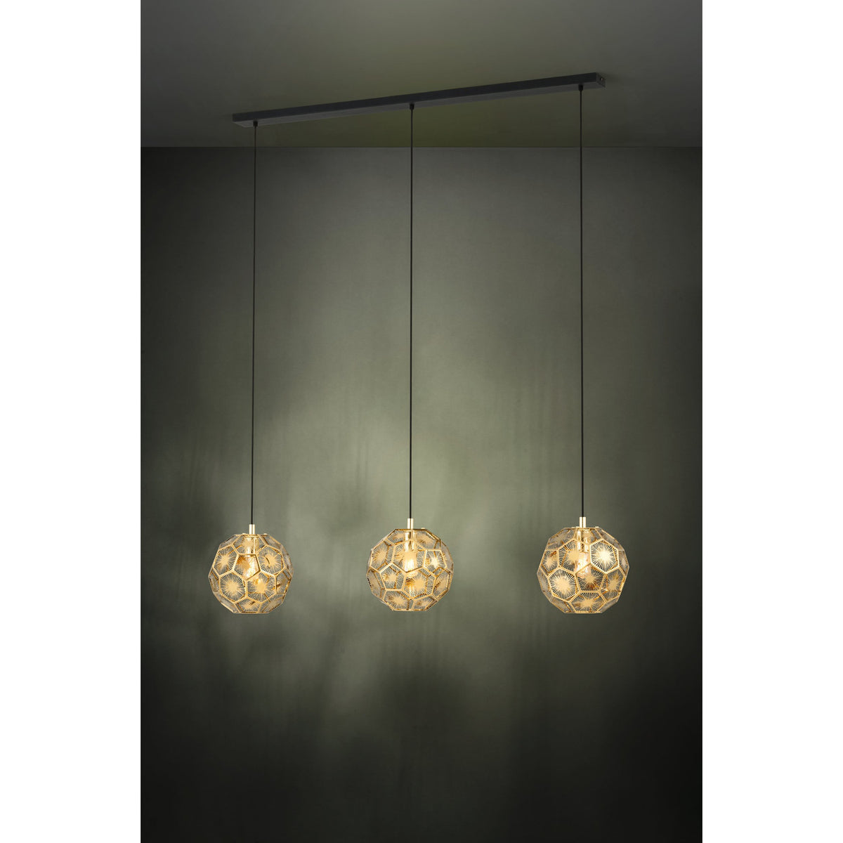 Skoura Linear Pendant Light - Black & Brass