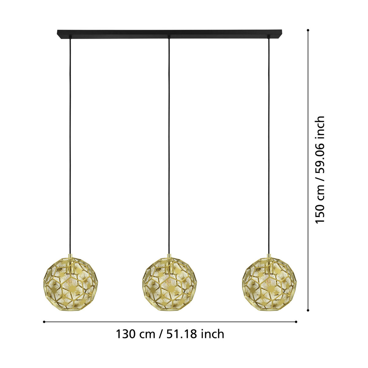 Skoura Linear Pendant Light - Black & Brass