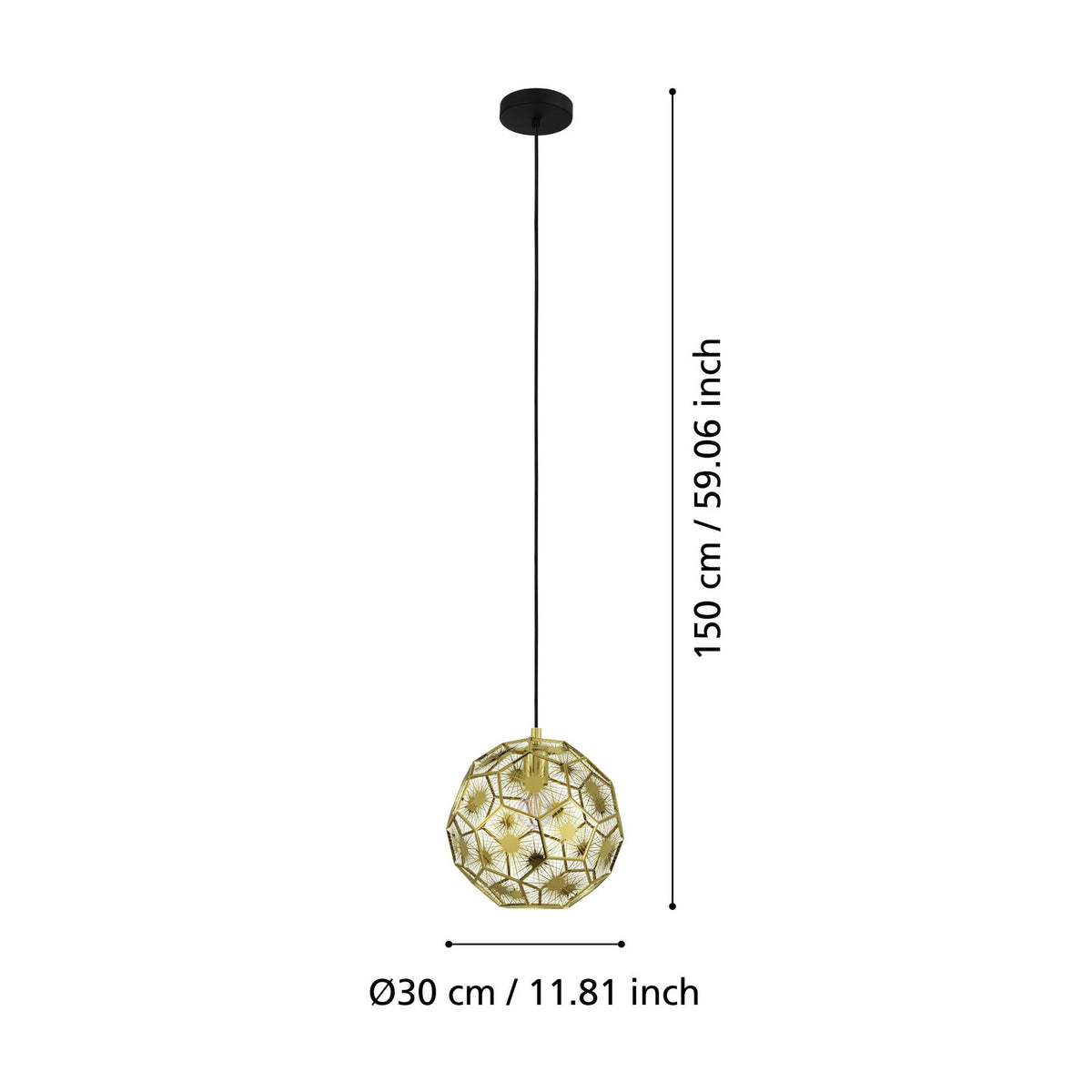 Skoura Pendant Light 30cm - Black & Brass
