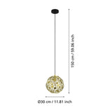 Skoura Pendant Light 30cm - Black & Brass