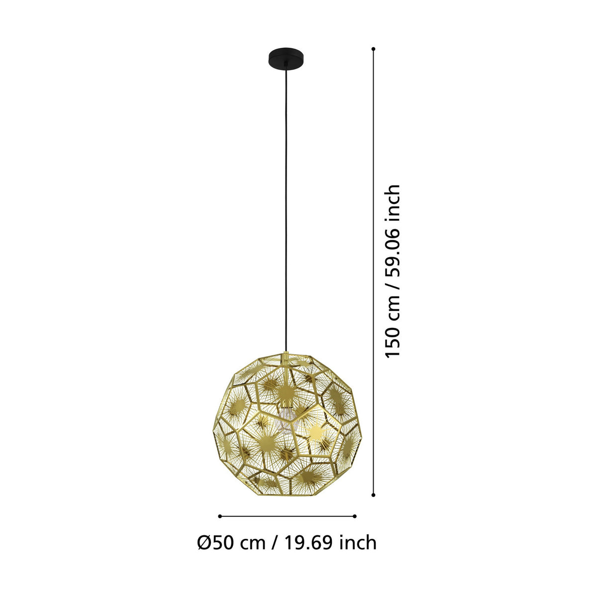 Skoura Pendant Light 50cm - Black & Brass
