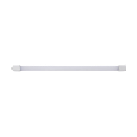 Slim Sensor LED Flush Ceiling Light, 113cm white plastic strip with motion sensor end cap, shown on a plain white background.