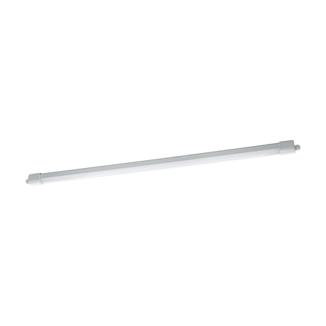 Slim Sensor LED Flush Ceiling Light 152.5cm in white, a long slender fixture with white end caps and opal diffuser, shown on a plain background.