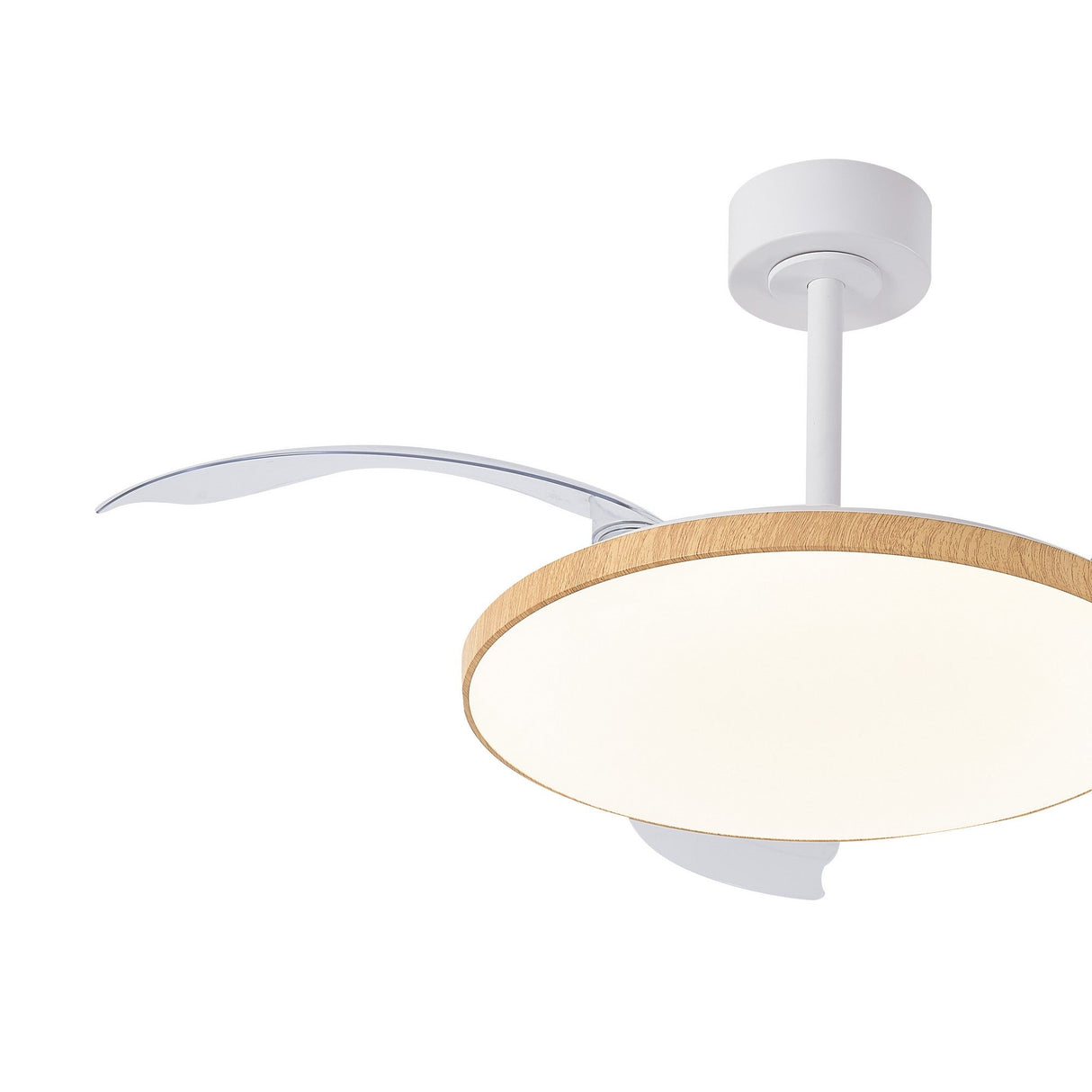 Slim CCT Dimmable LED Ceiling Fan Light With Remote Control - White/Brown
