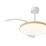 Slim CCT Dimmable LED Ceiling Fan Light With Remote Control - White/Brown