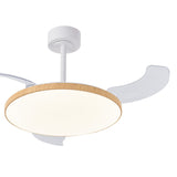 Slim CCT Dimmable LED Ceiling Fan Light With Remote Control - White/Brown