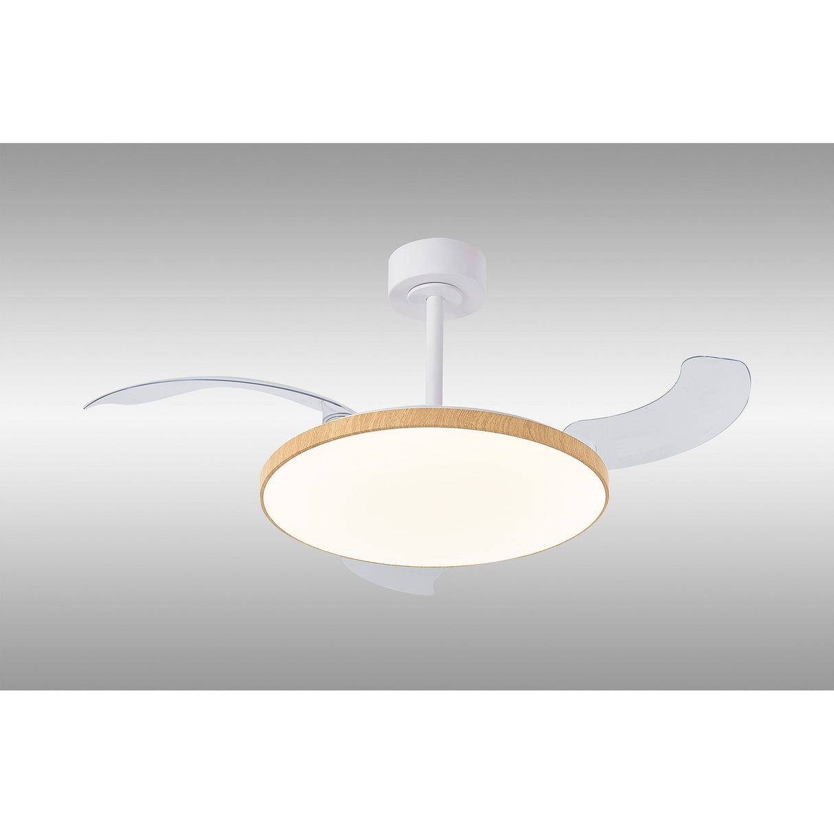 Slim CCT Dimmable LED Ceiling Fan Light With Remote Control - White/Brown