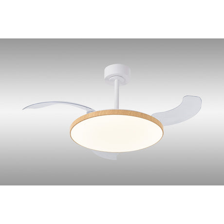 Slim CCT Dimmable LED Ceiling Fan Light With Remote Control - White/Brown