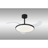 Slim CCT Dimmable LED Ceiling Fan Light With Remote Control - Black