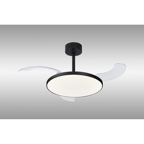 Slim CCT Dimmable LED Ceiling Fan Light With Remote Control - Black