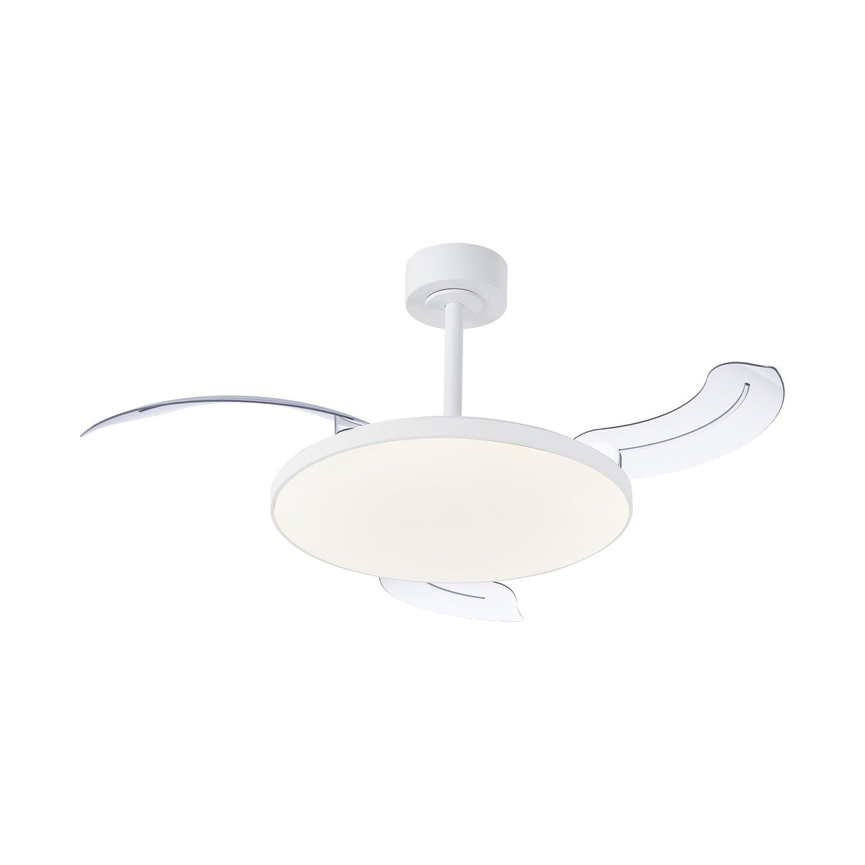 Slim Mini CCT Dimmable LED Ceiling Fan Light With Remote Control - White