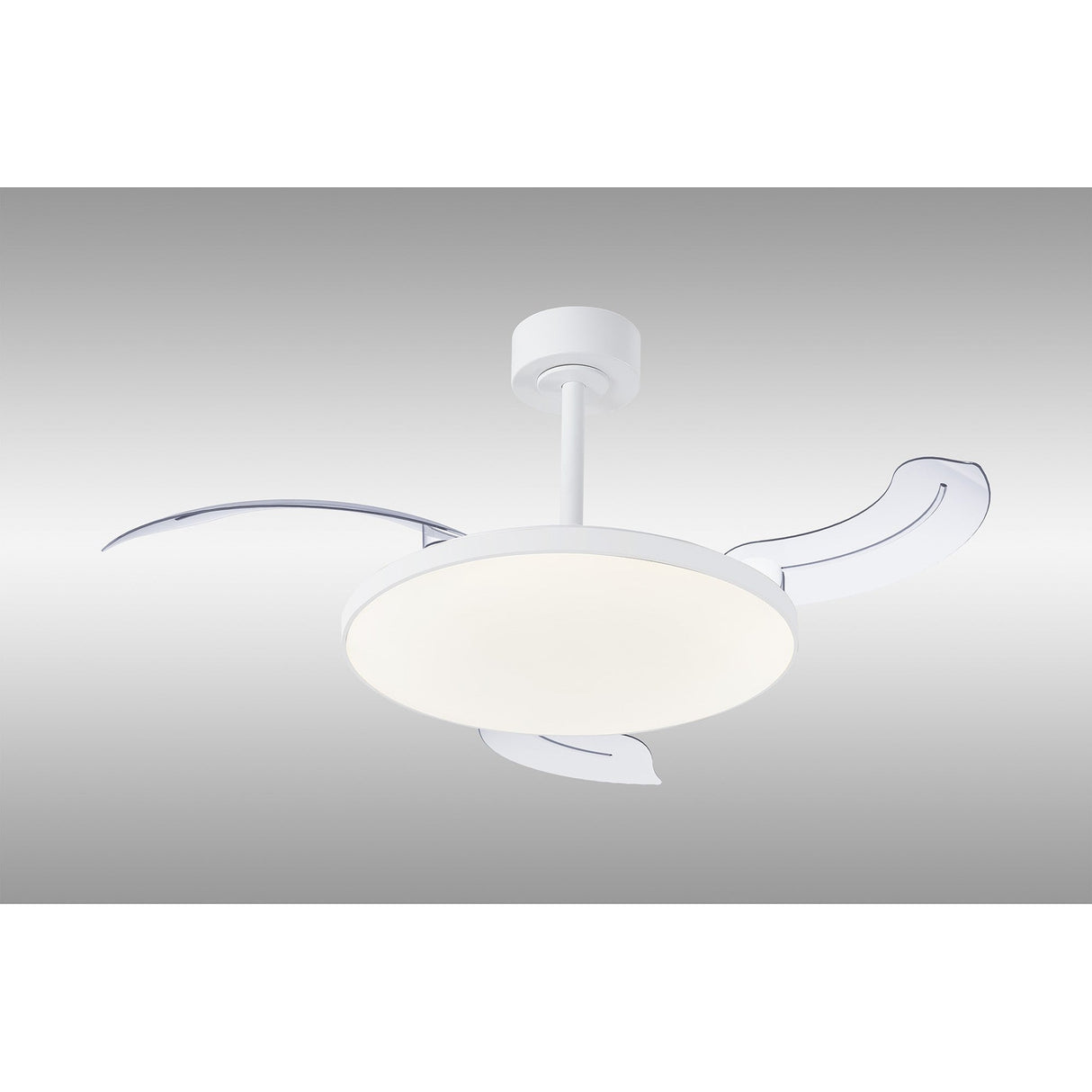 Slim Mini CCT Dimmable LED Ceiling Fan Light With Remote Control - White