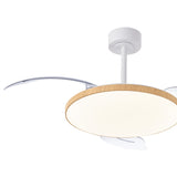 Slim Mini CCT Dimmable LED Ceiling Fan Light With Remote Control - White/Brown