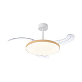Slim Mini CCT Dimmable LED Ceiling Fan Light With Remote Control - White/Brown