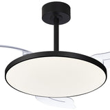 Slim Mini CCT Dimmable LED Ceiling Fan Light With Remote Control - Black