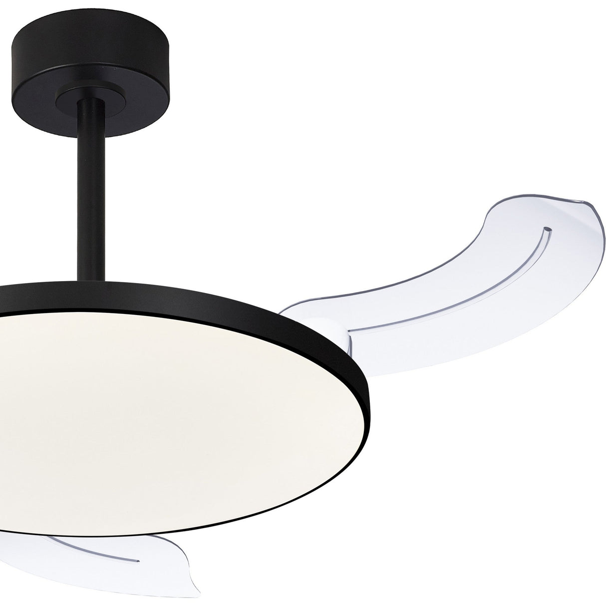 Slim Mini CCT Dimmable LED Ceiling Fan Light With Remote Control - Black