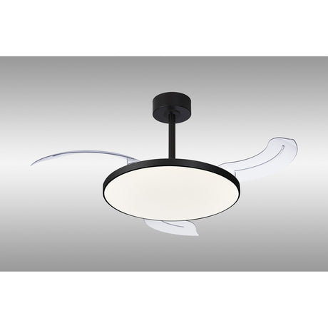 Slim Mini CCT Dimmable LED Ceiling Fan Light With Remote Control - Black