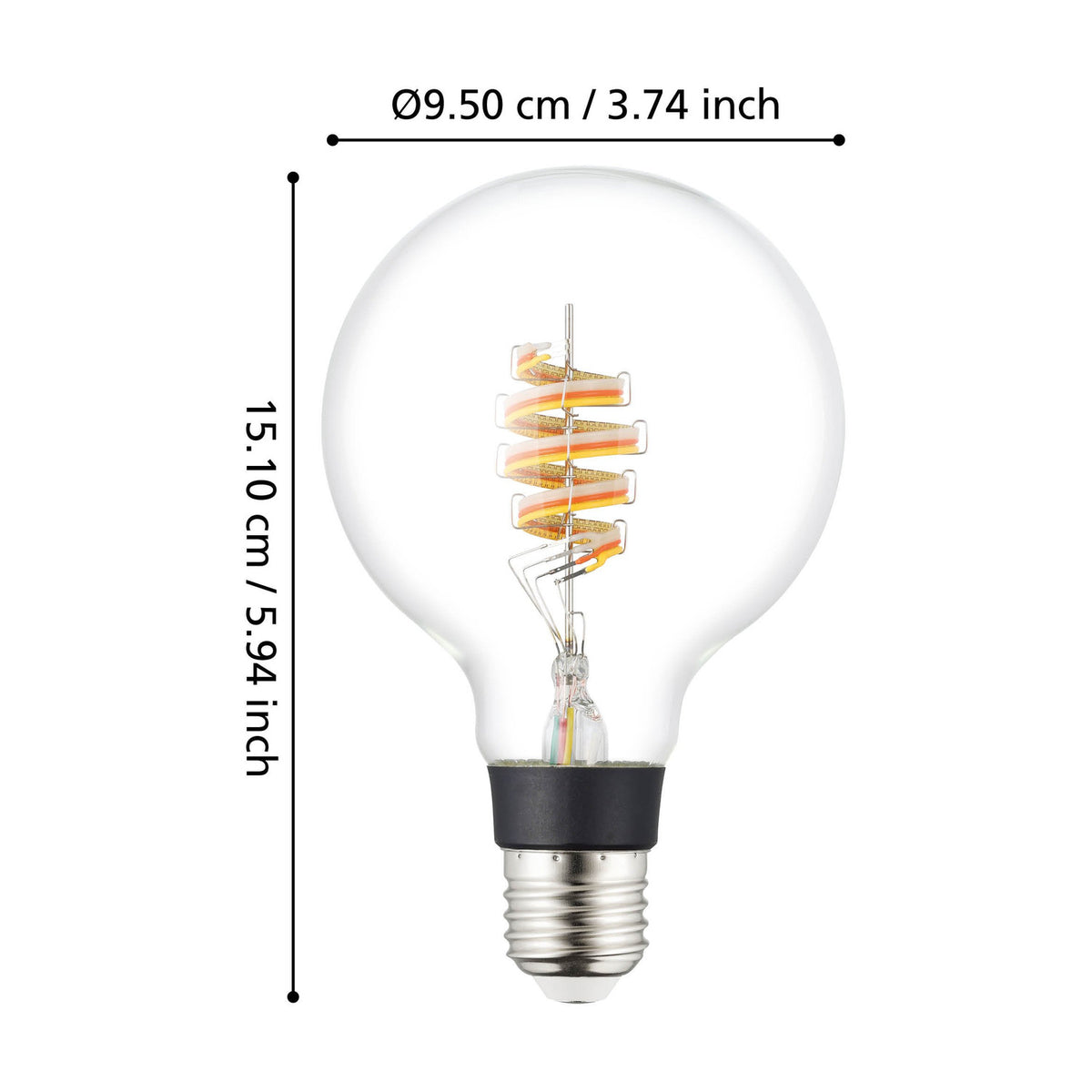 Smart Colour Changing LED Globe Bulb E27 G95 4.9W Warm White