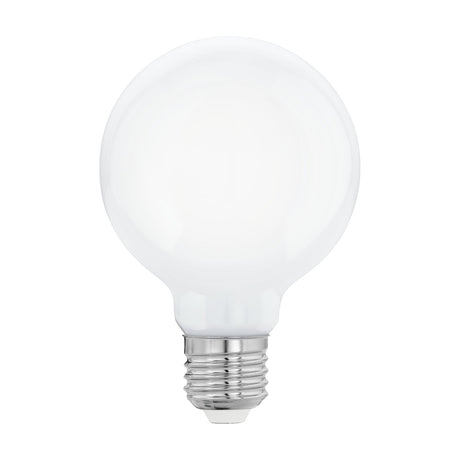 Smart Colour Changing Opal LED Globe Bulb E27 G80 7.5W with a rounded milky white glass finish and chrome screw cap, shown on a plain white background.