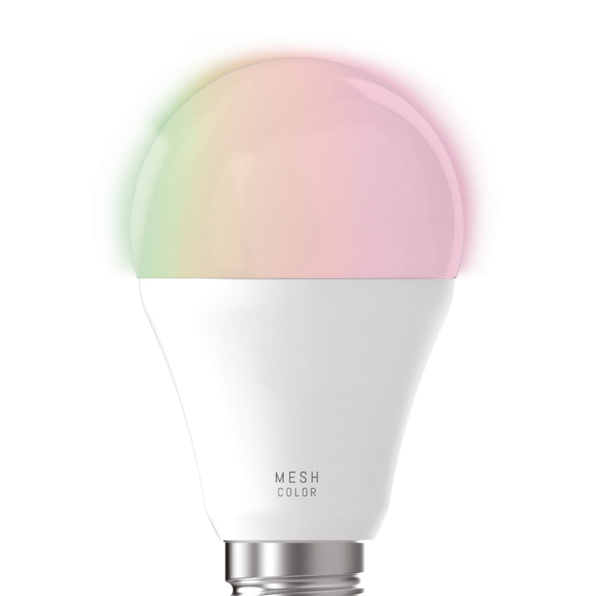 Smart Colour Changing Opal LED GLS Bulb E27 A60 11W, white rounded globe shown glowing in soft multicolour tones against a plain white background.