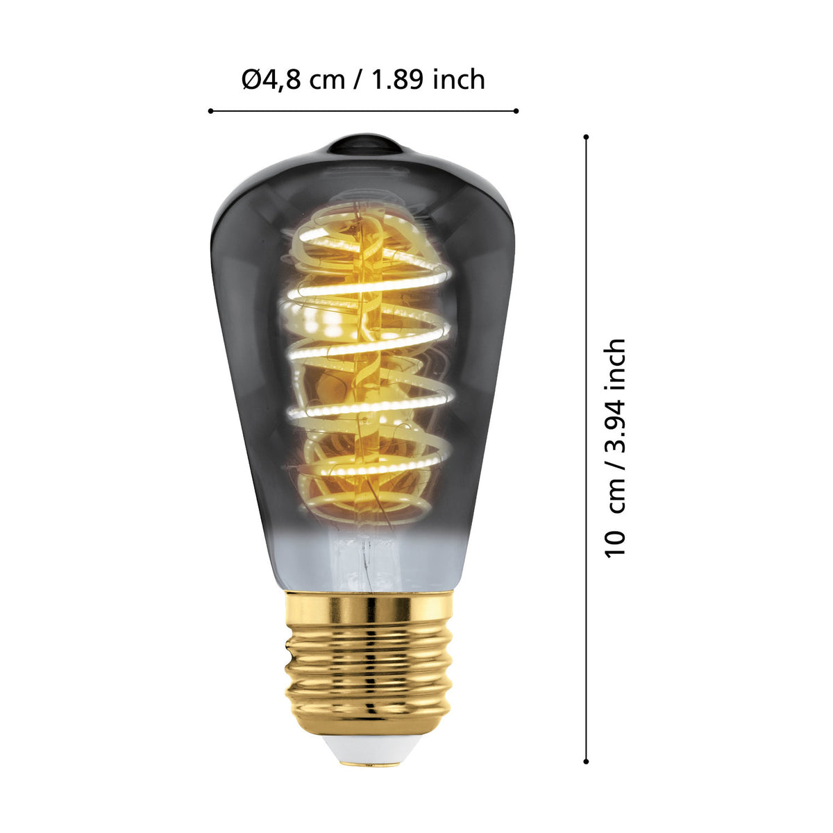 Smoked Dimmable LED Bulb E27 4W 100lm Warm White 4.8cm