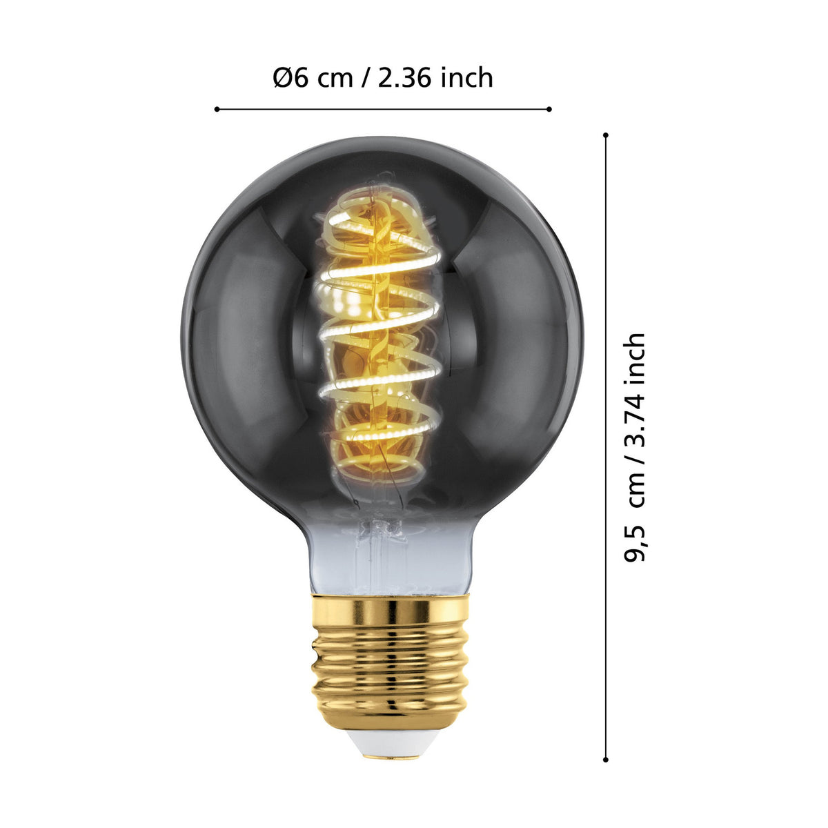 Smoked Dimmable LED Bulb E27 4W 100lm Warm White 6cm