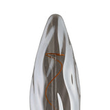 Smoked LED bulb with tall flame-shaped glass, rippled surface and spiral filament on a glass stem, E27 screw cap, shown against a plain white background.