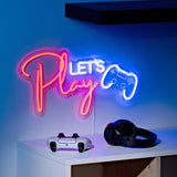 Let's Play Neon USB Metal Wall Light-Up Decoration - Red & Blue