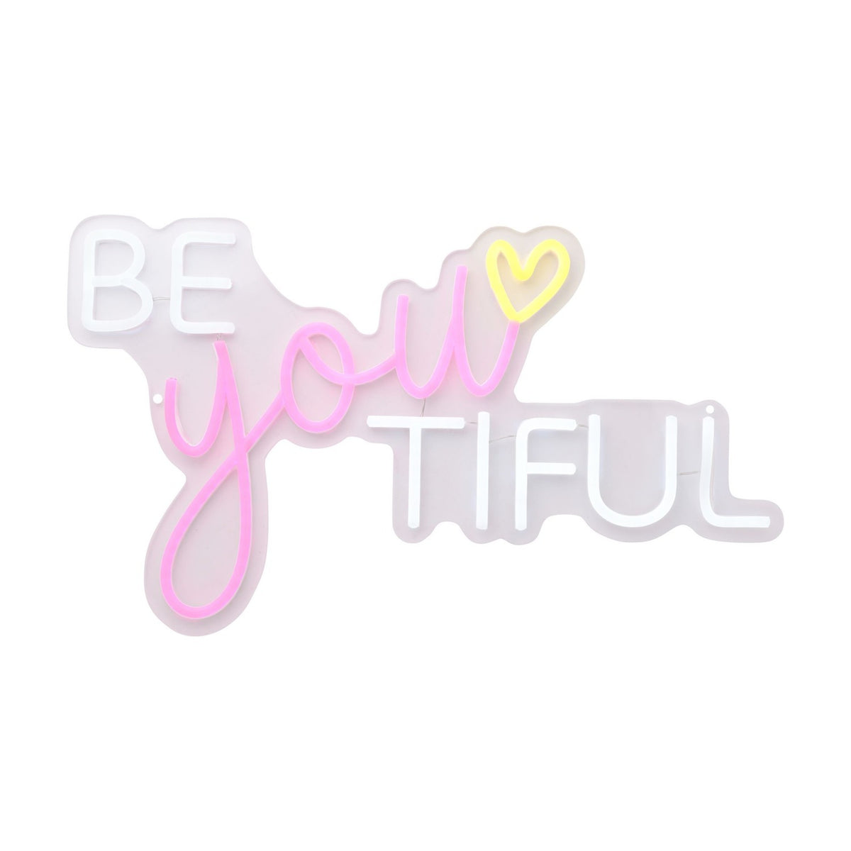 Be You Tiful USB Neon Sign Metal Wall Light-Up Decoration - Pink
