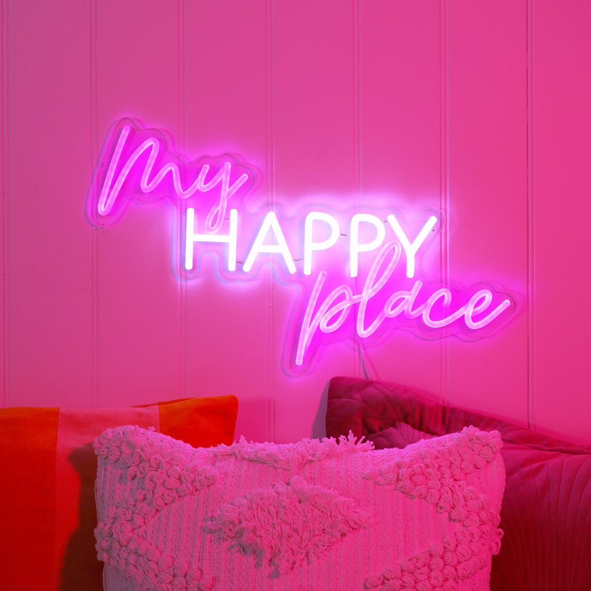 My Happy Place Neon USB Metal Wall Light-Up Decoration - Pink