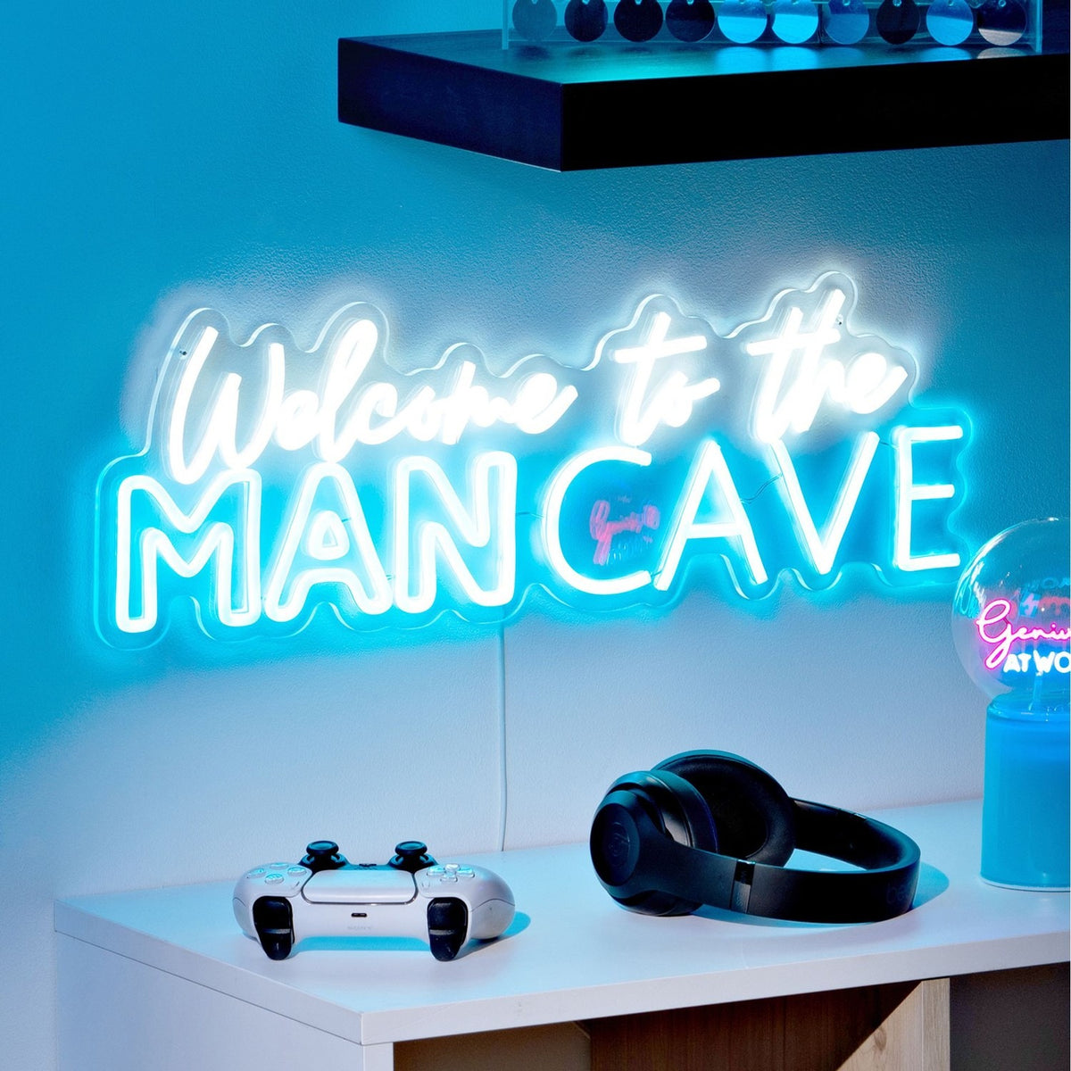 Welcome to the Man Cave Neon USB Wall Light-Up Decoration - Blue