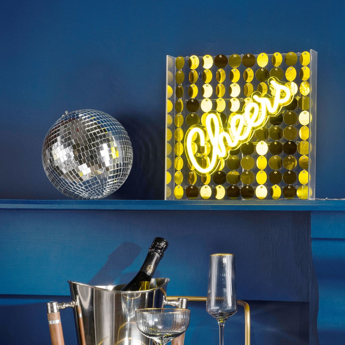 Cheers Neon Wall or Mantel Metal Light-Up Decoration - Yellow