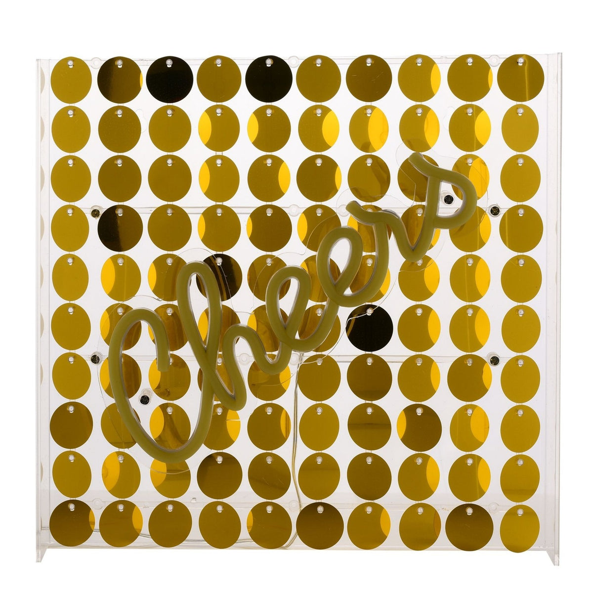 Cheers Neon Wall or Mantel Metal Light-Up Decoration - Yellow