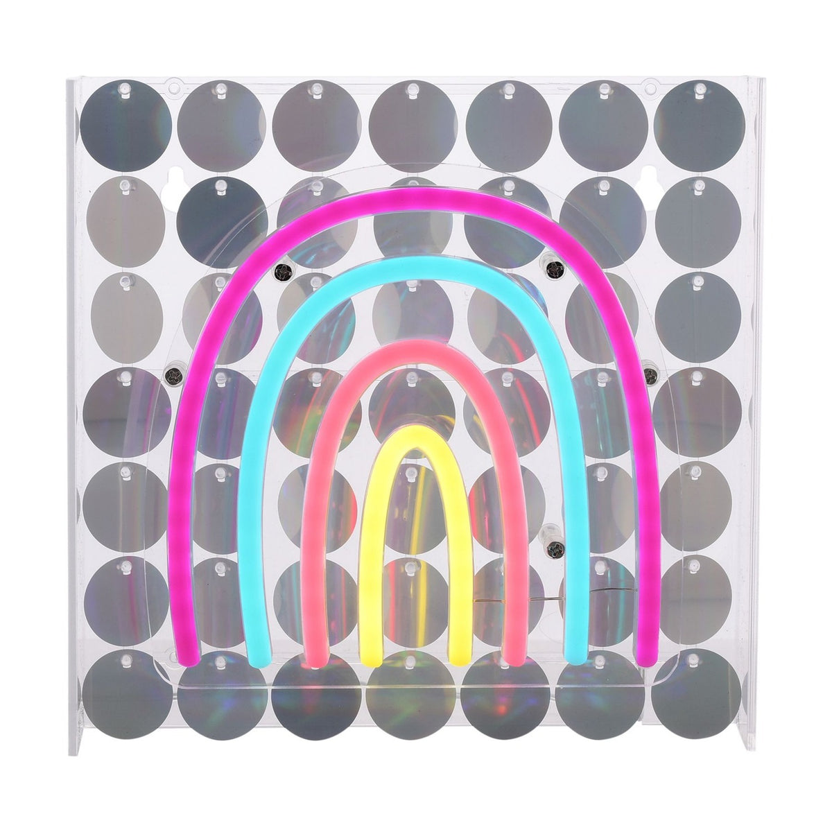 Rainbow Neon Wall or Mantel Sign Metal Light-Up Decoration