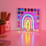 Rainbow Neon Wall or Mantel Sign Metal Light-Up Decoration