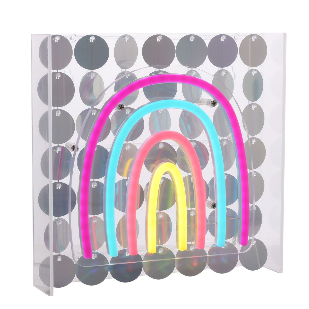 Rainbow Neon Wall or Mantel Sign Metal Light-Up Decoration