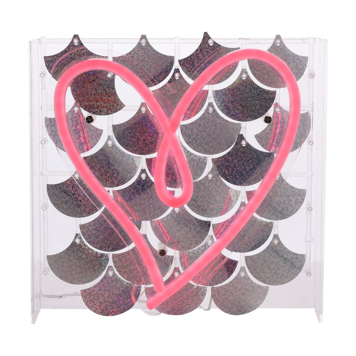 Neon Heart Sign Wall or Mantel Metal Light-Up Decoration - Pink