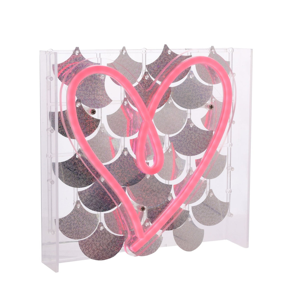 Neon Heart Sign Wall or Mantel Metal Light-Up Decoration - Pink
