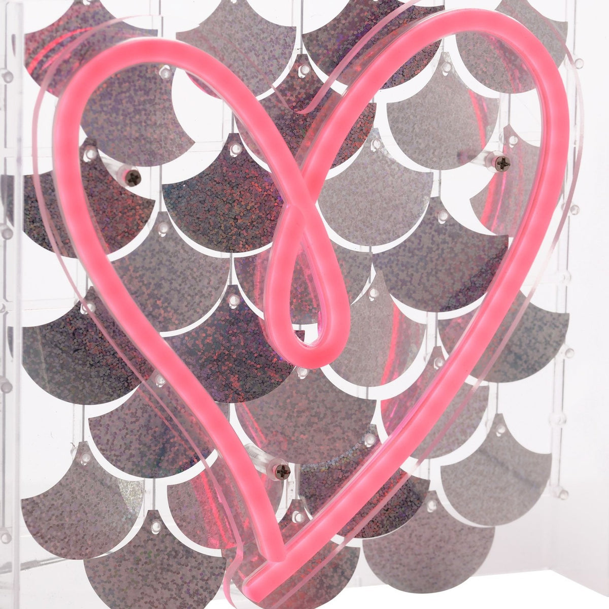 Neon Heart Sign Wall or Mantel Metal Light-Up Decoration - Pink
