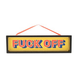 F Off Rectangular Hanging Wooden Plaque with Ribbon - Black