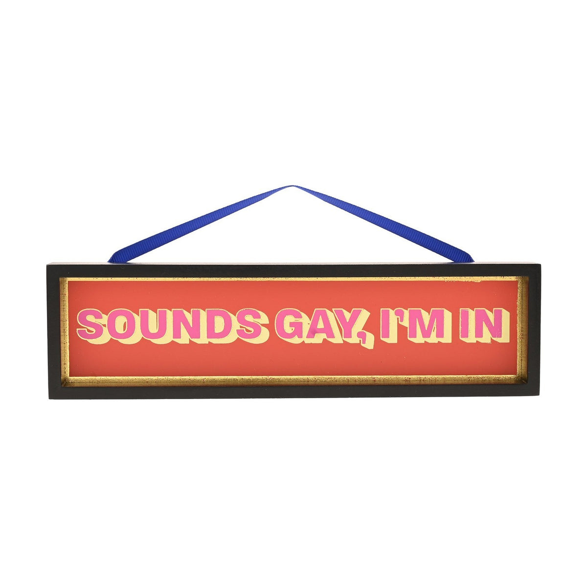 Sounds Gay, I'm In Hanging Wooden Plaque - Black & Orange