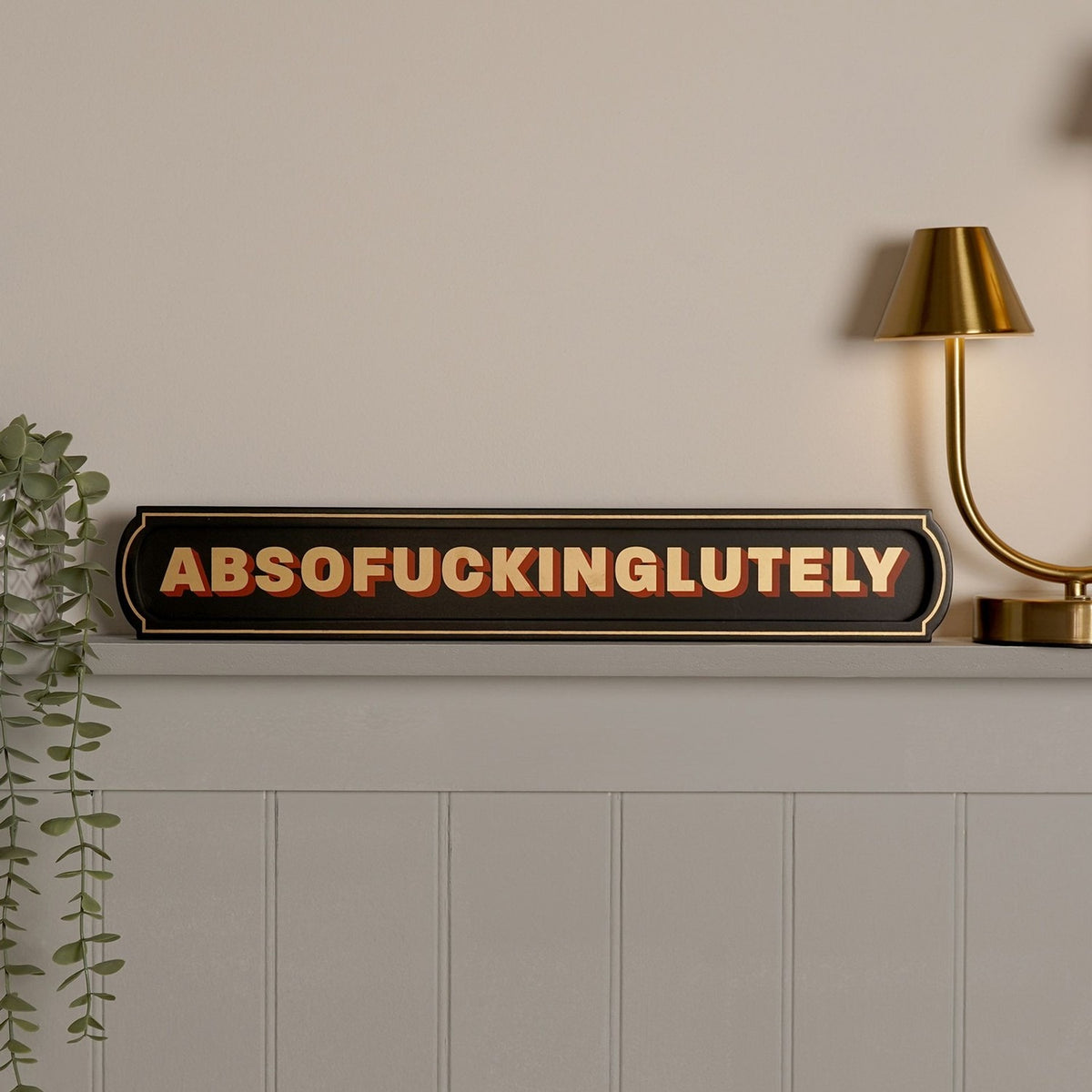 Absofuckinglutely Sign Rectangular Wooden Wall Plaque - Black